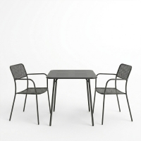 Τραπεζαρία Moraja Federal pakoworld σετ 3τεμ μαύρο μέταλλο 70x70x73εκ