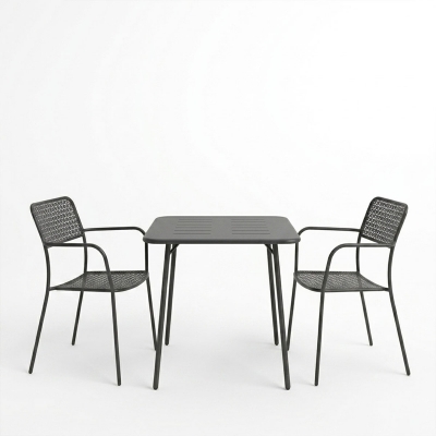 Τραπεζαρία Moraja Federal pakoworld σετ 3τεμ μαύρο μέταλλο 70x70x73εκ