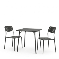 Τραπεζαρία Moraja Deraby I pakoworld σετ 3τεμ μαύρο μέταλλο 70x70x73εκ