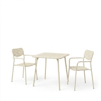 Τραπεζαρία Moraja Deraby pakoworld σετ 3τεμ κρεμ μέταλλο 70x70x73εκ