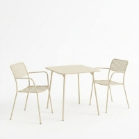 Τραπεζαρία Moraja Federal pakoworld σετ 3τεμ κρεμ μέταλλο 70x70x73εκ