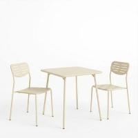 Τραπεζαρία Moraja Deraby I pakoworld σετ 3τεμ κρεμ μέταλλο 70x70x73εκ