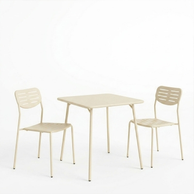 Τραπεζαρία Moraja Deraby I pakoworld σετ 3τεμ κρεμ μέταλλο 70x70x73εκ