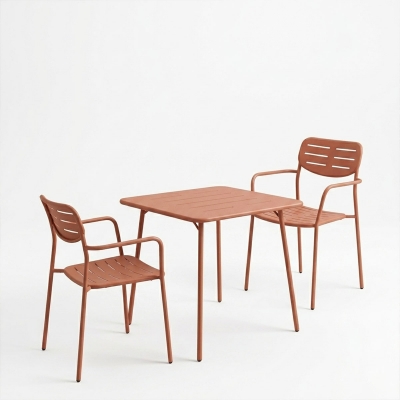 Τραπεζαρία Moraja Deraby pakoworld σετ 3τεμ terracotta μέταλλο 70x70x73εκ