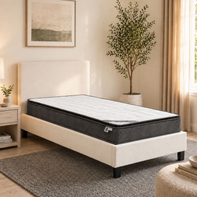 Κρεβάτι με στρώμα Nevil-Perfecto pakoworld pu λευκό 100x200εκ