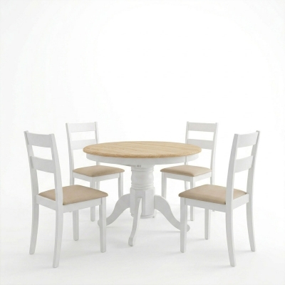 Τραπεζαρία Dallan Lars pakoworld 5τεμ λευκό rubberwood Φ100(+38)x100x75εκ Τραπεζαρία Dallan Lars pakoworld 5τεμ λευκό rubberwood Φ100(+38)x100x75εκ