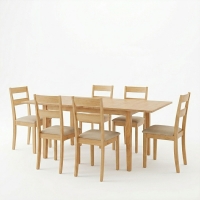 Τραπεζαρία Dallan Country pakoworld 7τεμ σε φυσική απόχρωση rubberwood 120-150x80x74εκ