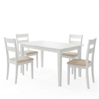 Τραπεζαρία Dallan Mabor pakoworld 5τεμ λευκό rubberwood 120-150x80x73,8εκ Τραπεζαρία Dallan Mabor pakoworld 5τεμ λευκό rubberwood 120-150x80x73,8εκ