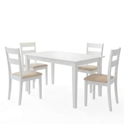 Τραπεζαρία Dallan Mabor pakoworld 5τεμ λευκό rubberwood 120-150x80x73,8εκ Τραπεζαρία Dallan Mabor pakoworld 5τεμ λευκό rubberwood 120-150x80x73,8εκ