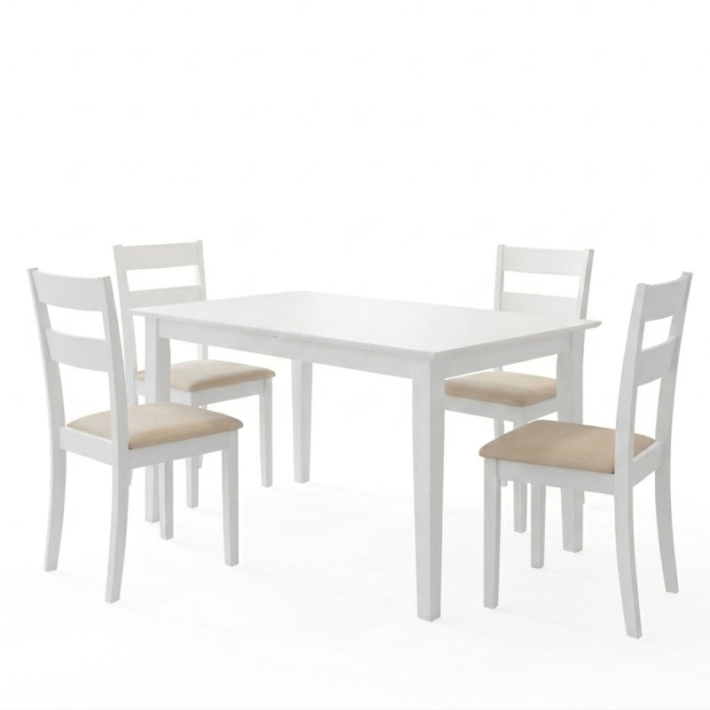 Τραπεζαρία Dallan Mabor pakoworld 5τεμ λευκό rubberwood 120-150x80x73,8εκ Τραπεζαρία Dallan Mabor pakoworld 5τεμ λευκό rubberwood 120-150x80x73,8εκ