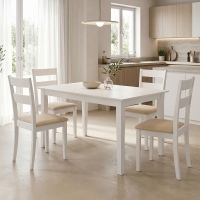 Τραπεζαρία Dallan Mabor pakoworld 5τεμ λευκό rubberwood 120-150x80x73,8εκ Τραπεζαρία Dallan Mabor pakoworld 5τεμ λευκό rubberwood 120-150x80x73,8εκ