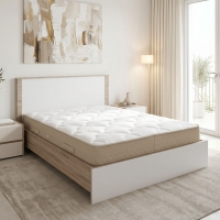 Κρεβάτι με στρώμα Athos Sleepy pakoworld sonoma λευκό 160x200εκ Κρεβάτι με στρώμα Athos Sleepy pakoworld sonoma λευκό 160x200εκ