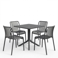 Τραπεζαρία Zoi Groovy pakoworld σετ 5τεμ ανθρακί PP 80x80x74εκ Τραπεζαρία Zoi Groovy pakoworld σετ 5τεμ ανθρακί PP 80x80x74εκ