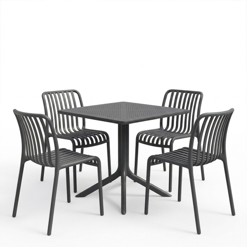 Τραπεζαρία Zoi Groovy pakoworld σετ 5τεμ ανθρακί PP 80x80x74εκ Τραπεζαρία Zoi Groovy pakoworld σετ 5τεμ ανθρακί PP 80x80x74εκ