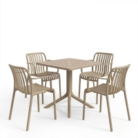 Τραπεζαρία Zoi Groovy pakoworld σετ 5τεμ cappuccino PP 80x80x74εκ Τραπεζαρία Zoi Groovy pakoworld σετ 5τεμ cappuccino PP 80x80x74εκ