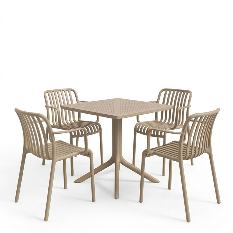 Τραπεζαρία Zoi Groovy pakoworld σετ 5τεμ cappuccino PP 80x80x74εκ Τραπεζαρία Zoi Groovy pakoworld σετ 5τεμ cappuccino PP 80x80x74εκ