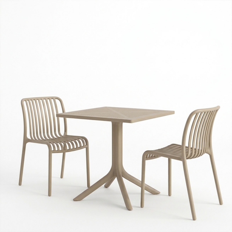 Τραπεζαρία Zoi Groovy pakoworld σετ 3τεμ cappuccino PP 80x80x74εκ Τραπεζαρία Zoi Groovy pakoworld σετ 3τεμ cappuccino PP 80x80x74εκ