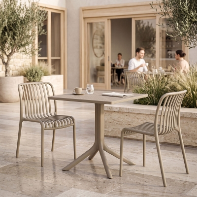 Τραπεζαρία Zoi Groovy pakoworld σετ 3τεμ cappuccino PP 80x80x74εκ