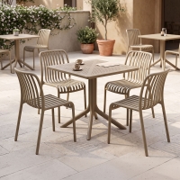 Τραπεζαρία Zoi Groovy pakoworld σετ 5τεμ cappuccino PP 80x80x74εκ Τραπεζαρία Zoi Groovy pakoworld σετ 5τεμ cappuccino PP 80x80x74εκ