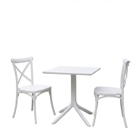 Τραπεζαρία Groovy Crossie pakoworld σετ 3τεμ λευκό PP 60x60x76εκ