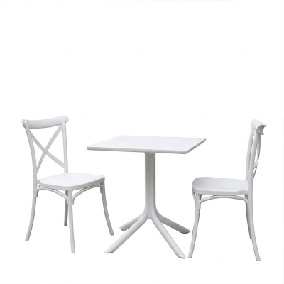 Τραπεζαρία Groovy Crossie pakoworld σετ 3τεμ λευκό PP 60x60x76εκ