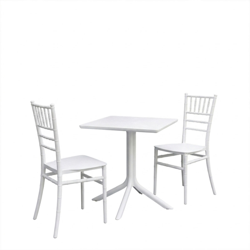 Τραπεζαρία Groovy Tifany I pakoworld σετ 3τεμ λευκό PP 60x60x76εκ