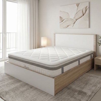 Κρεβάτι με στρώμα Athos Utopia pakoworld sonoma και λευκό 160x200εκ