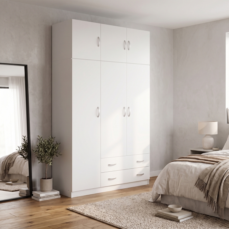 Ντουλάπα τρίφυλλη με πατάρι Alvia pakoworld λευκό 150x51x240εκ Ντουλάπα τρίφυλλη με πατάρι Alvia pakoworld λευκό 150x51x240εκ