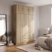 Ντουλάπα τρίφυλλη με πατάρι Alvia pakoworld sonoma 150x51x240εκ Ντουλάπα τρίφυλλη με πατάρι Alvia pakoworld sonoma 150x51x240εκ