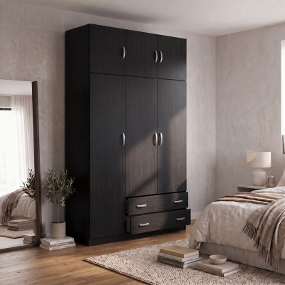 Ντουλάπα τρίφυλλη με πατάρι Alvia pakoworld wenge 150x51x240εκ Ντουλάπα τρίφυλλη με πατάρι Alvia pakoworld wenge 150x51x240εκ