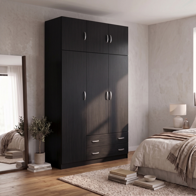 Ντουλάπα τρίφυλλη με πατάρι Alvia pakoworld wenge 150x51x240εκ Ντουλάπα τρίφυλλη με πατάρι Alvia pakoworld wenge 150x51x240εκ