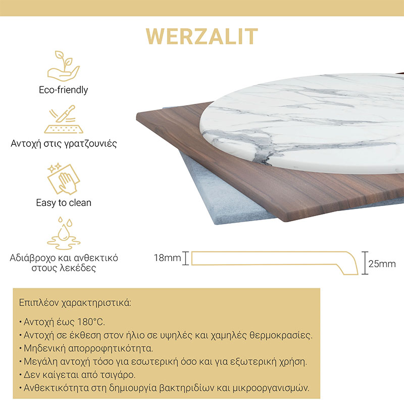 Επιφάνεια τραπεζιού Noble pakoworld Werzalit καρυδί 70x70εκ πάχους 35mm Επιφάνεια τραπεζιού Noble pakoworld Werzalit καρυδί 70x70εκ πάχους 35mm