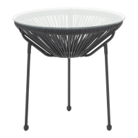 Τραπέζι Acapulco pakoworld μεταλλο-pe rattan σε μαύρη απόχρωση Φ50x52εκ