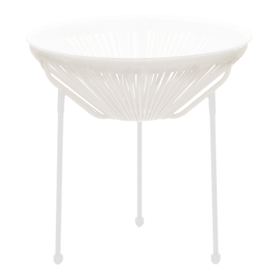 Τραπέζι Acapulco pakoworld μεταλλο-pe rattan σε λευκή απόχρωση Φ50x52εκ