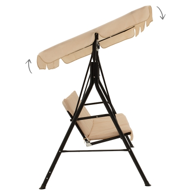 Κούνια Globo pakoworld μαύρο μέταλλο με ύφασμα σε μπεζ απόχρωση 170x110x153εκ