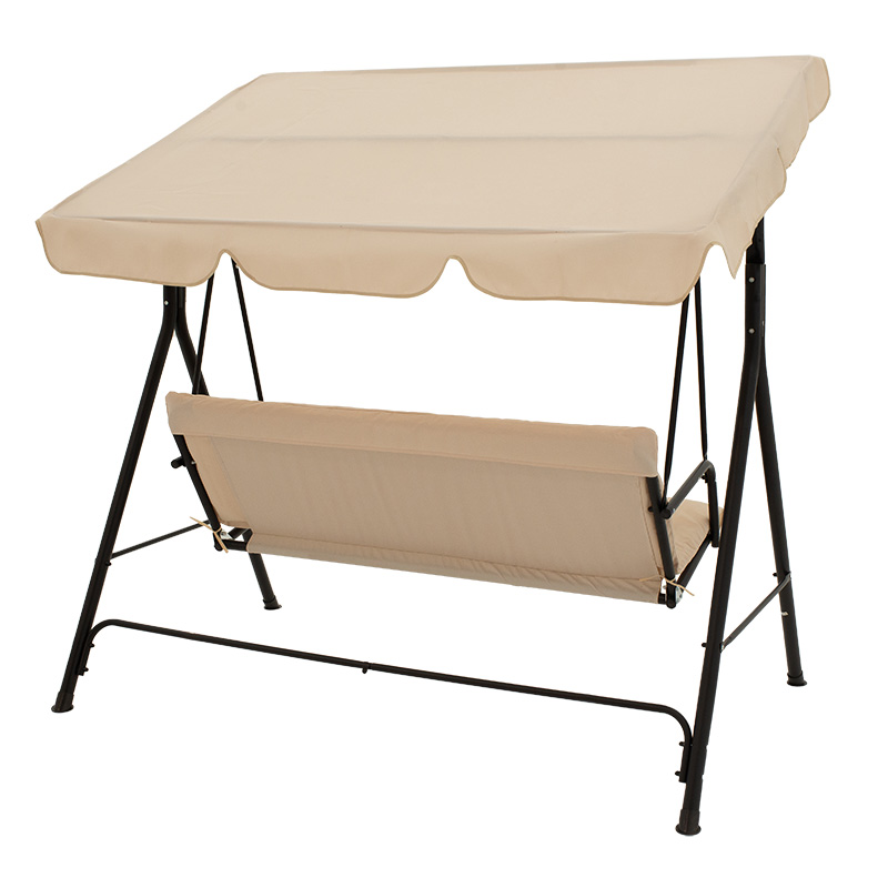 Κούνια Globo pakoworld μαύρο μέταλλο με ύφασμα σε μπεζ απόχρωση 170x110x153εκ