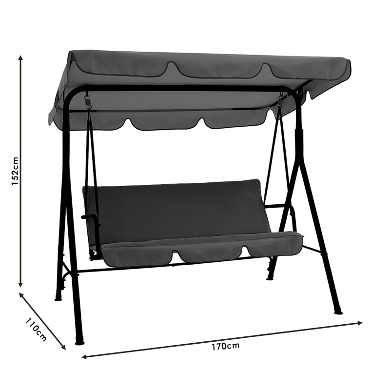 Κούνια Globo pakoworld μαύρο μέταλλο με ύφασμα σε μπεζ απόχρωση 170x110x153εκ