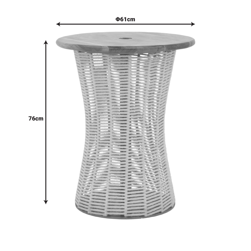 Τραπέζι Lemelo pakoworld μέταλλο-sal wood-γιούτα σε εκρού απόχρωση Φ61x76εκ