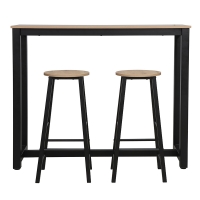 Σετ τραπέζι μπαρ Marle pakoworld 3τμχ sonoma-μαύρο πόδι 120x40x100εκ Σετ τραπέζι μπαρ Marle pakoworld 3τμχ sonoma-μαύρο πόδι 120x40x100εκ