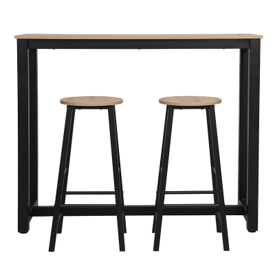 Σετ τραπέζι μπαρ Marle pakoworld 3τμχ sonoma-μαύρο πόδι 120x40x100εκ Σετ τραπέζι μπαρ Marle pakoworld 3τμχ sonoma-μαύρο πόδι 120x40x100εκ