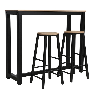 Σετ τραπέζι μπαρ Marle pakoworld 3τμχ sonoma-μαύρο πόδι 120x40x100εκ Σετ τραπέζι μπαρ Marle pakoworld 3τμχ sonoma-μαύρο πόδι 120x40x100εκ