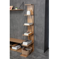 Βιβλιοθήκη mini Tars pakoworld sonoma-μαύρο 50x22x150εκ Βιβλιοθήκη mini Tars pakoworld sonoma-μαύρο 50x22x150εκ