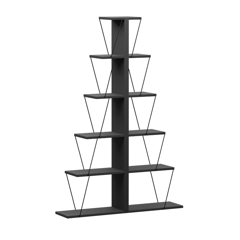 Βιβλιοθήκη mini Tars pakoworld ανθρακί-μαύρο 130x22x146εκ Βιβλιοθήκη mini Tars pakoworld ανθρακί-μαύρο 130x22x146εκ