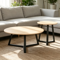 Τραπέζι σαλονιού Berton pakoworld cappuccino με μαύρο μέταλλο Φ80x40εκ Τραπέζι σαλονιού Berton pakoworld cappuccino με μαύρο μέταλλο Φ80x40εκ