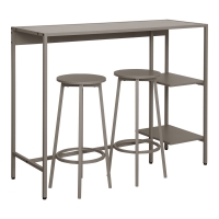 Σετ τραπέζι μπαρ Nexous pakoworld 3τεμ taupe μέταλλο 124x44x100εκ