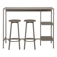 Σετ τραπέζι μπαρ Nexous pakoworld 3τεμ taupe μέταλλο 124x44x100εκ