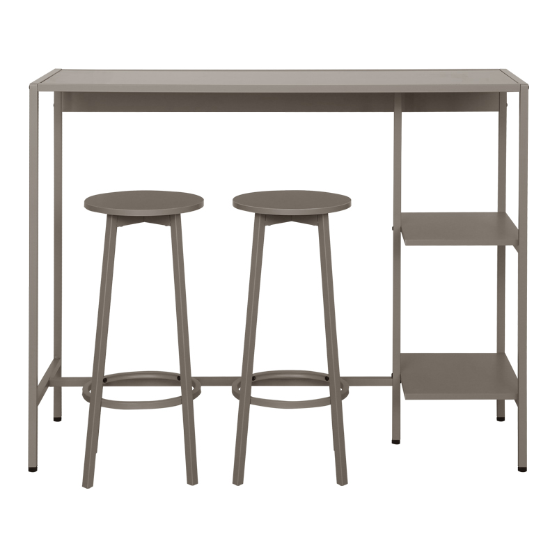 Σετ τραπέζι μπαρ Nexous pakoworld 3τεμ taupe μέταλλο 124x44x100εκ
