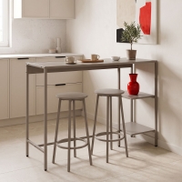 Σετ τραπέζι μπαρ Nexous pakoworld 3τεμ taupe μέταλλο 124x44x100εκ