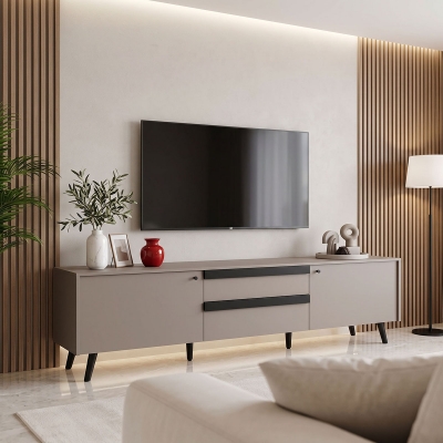 Έπιπλο τηλεόρασης Nectra pakoworld taupe με μαύρο 180x40x56εκ