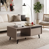 Τραπέζι σαλονιού Nectra pakoworld taupe με μαύρο 100x50x45εκ